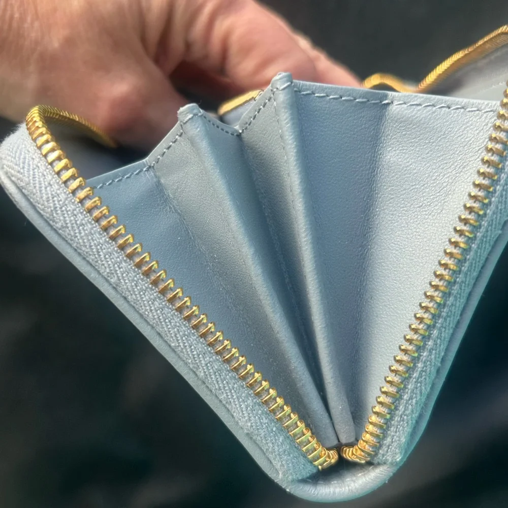 Lady Dior Voyageur Wallet Cloud Blue Cannage Lambskin
